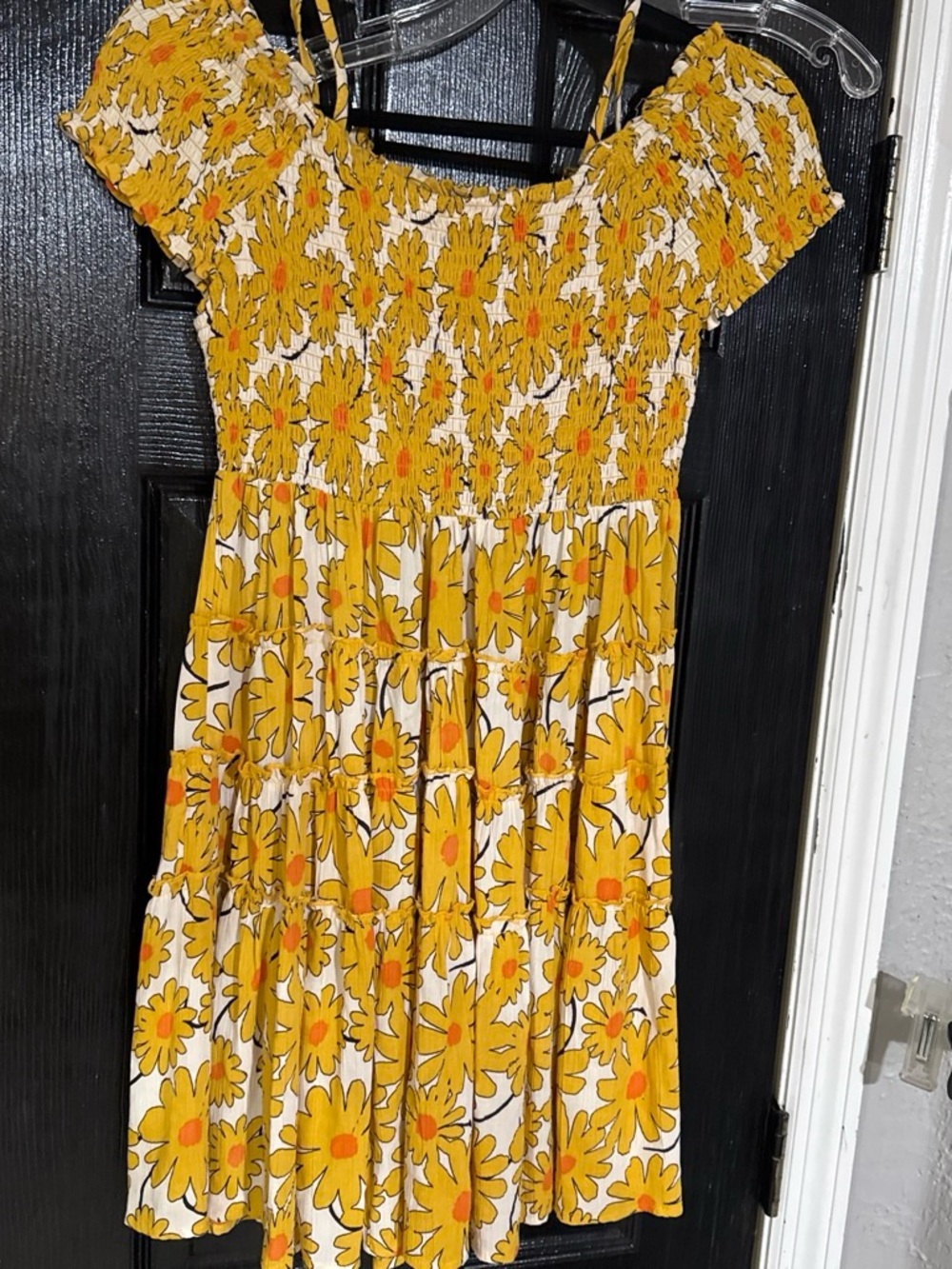 Angie Yellow Floral Smocked Casual Sundress